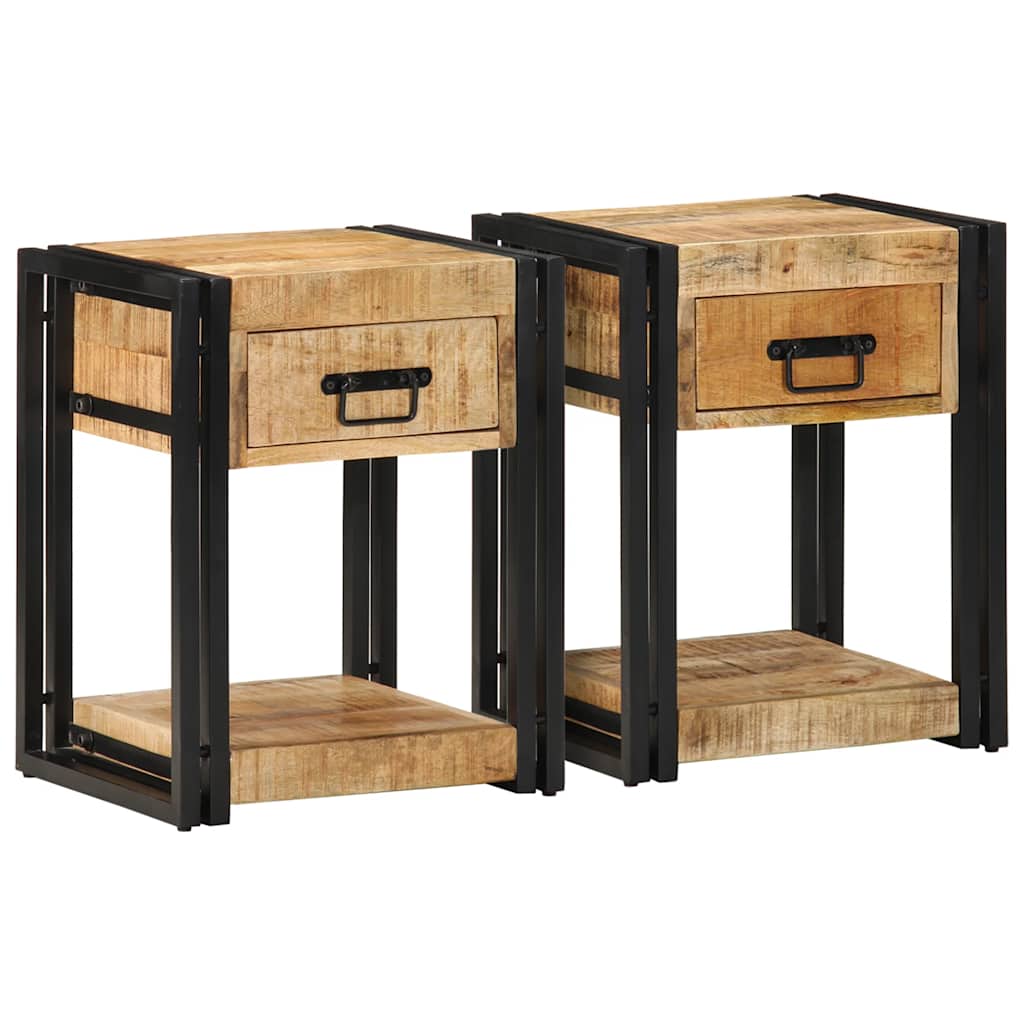 Yöpöytäkaapit 2 kpl 40x35x50 cm Massiivipuuta mango