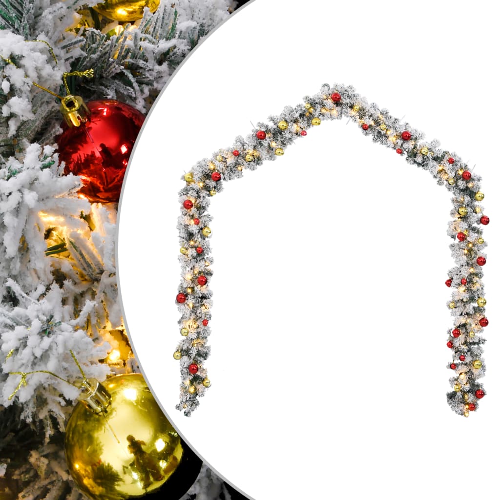 Jouluseppele koristeilla ja LED-valoilla vihreä 20 m PVC
