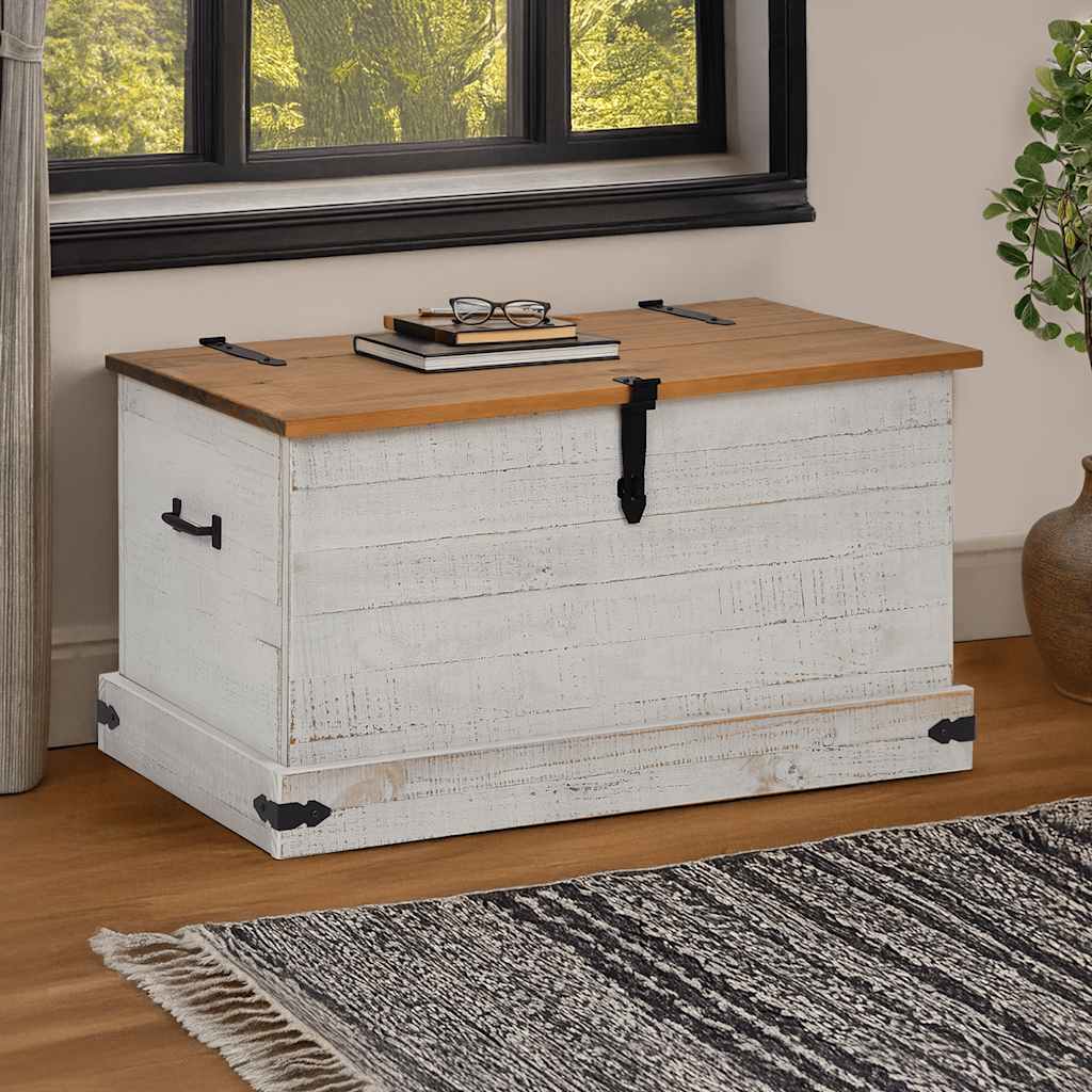 Säilytysarkku HALDEN Valkoinen 91x48x47 cm Massiivipuumänty