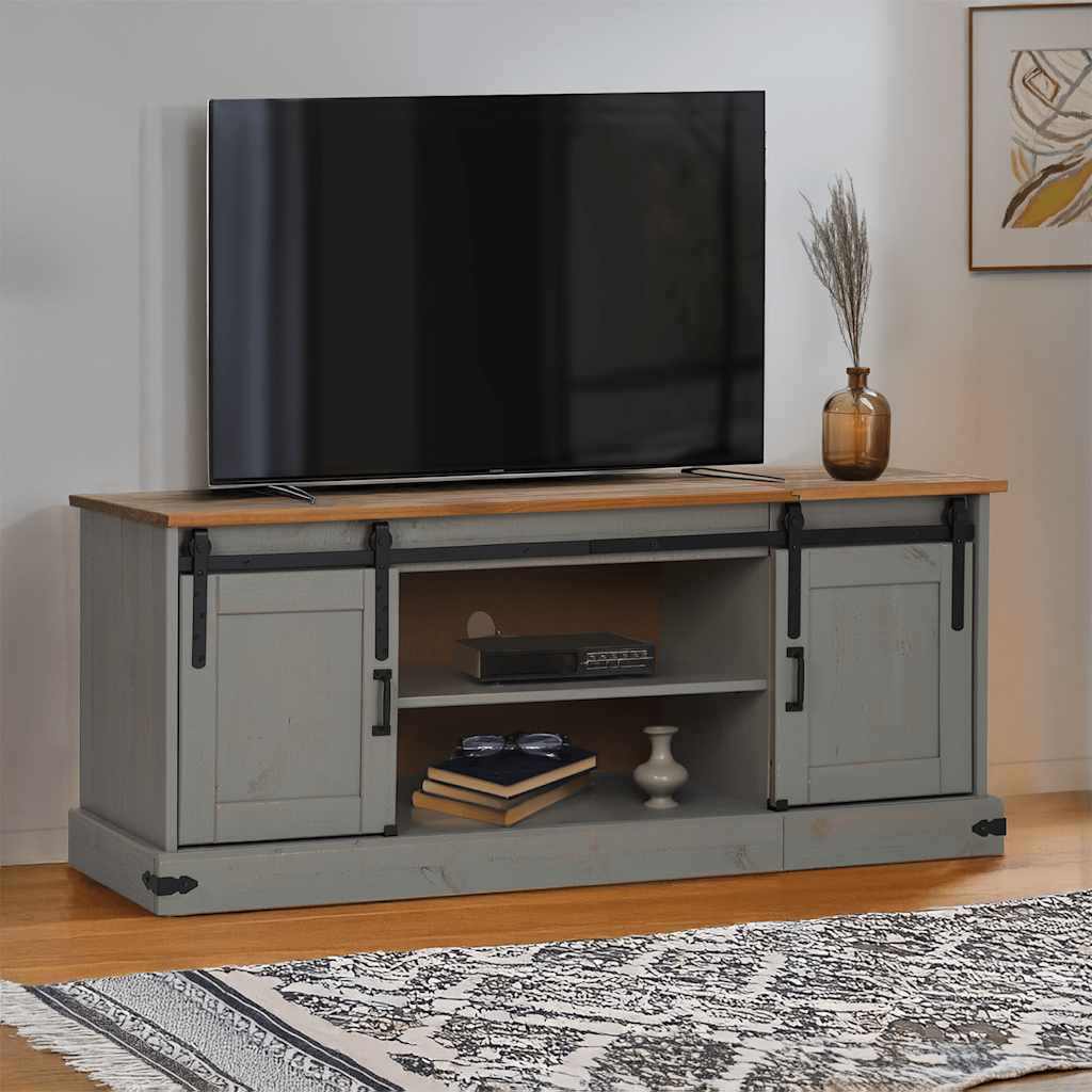 TV Kaappi HALDEN 2 liukuovea harmaa 150x40x60 cm massiivipuu
