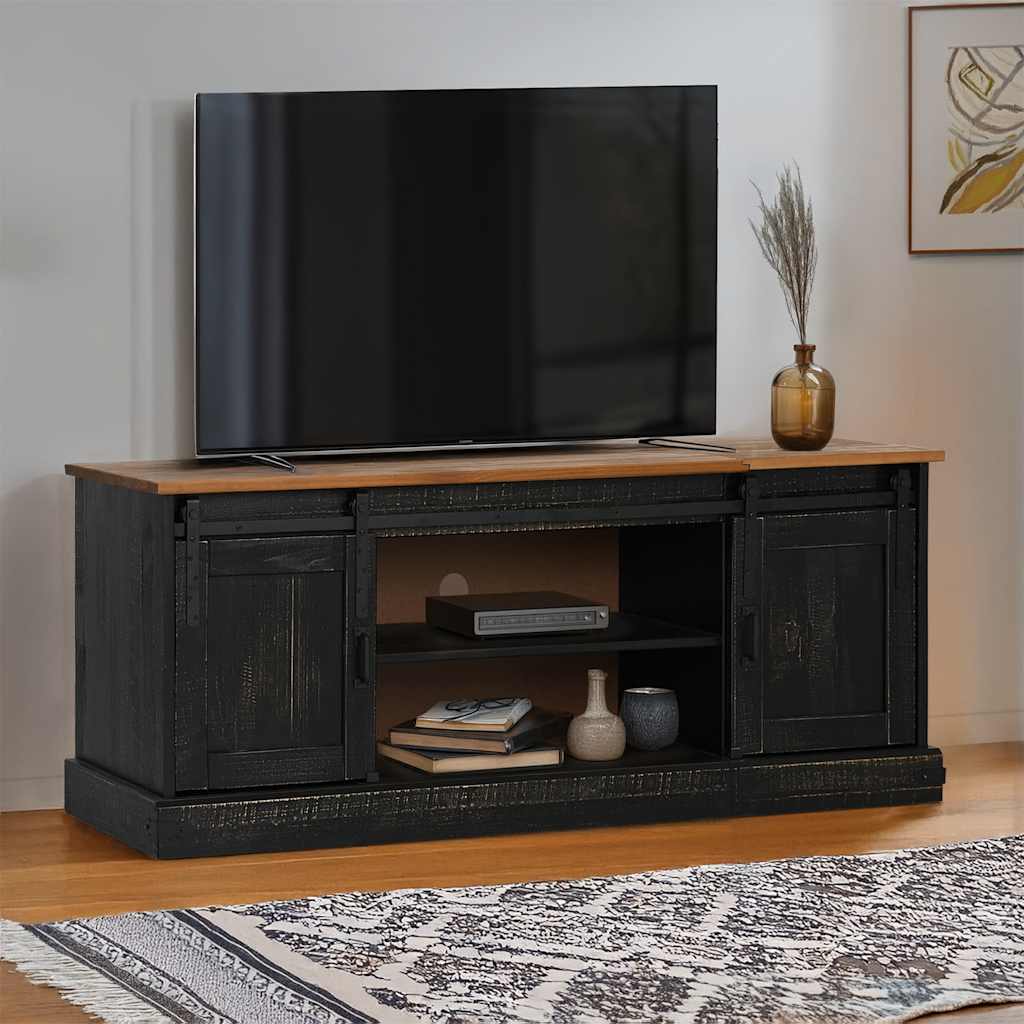 TV Kaappi HALDEN 2 liukuovea musta 150x40x60 cm massiivipuu