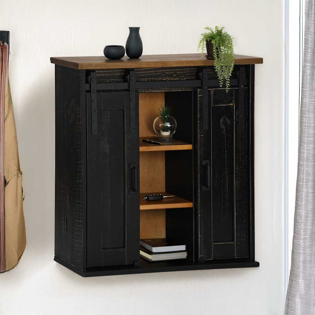 Ripustuskaappi HALDEN 2 liukuovea musta 75x22,5x70 cm mänty