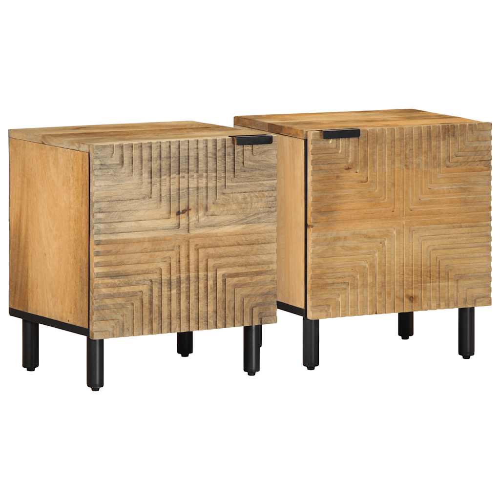 Yöpöytäkaapit 2 kpl Ruskea 40x33x46 cm Massiivipuu Mango