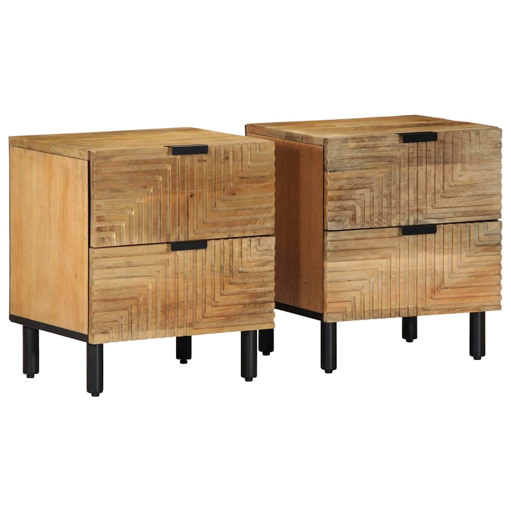 Yöpöytäkaapit 2 kpl Ruskea 40x33x46 cm Massiivipuu Mango