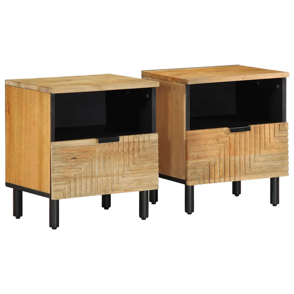 Yöpöytäkaapit 2 kpl Ruskea 40x33x46 cm Massiivipuu Mango