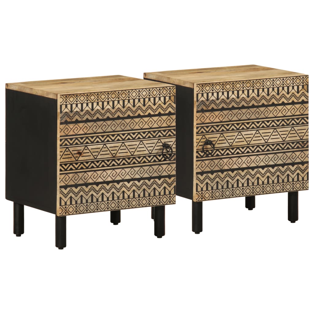 Sänkykaapit 2 kpl Musta 40x33,5x46 cm Massiivipuuta Mango