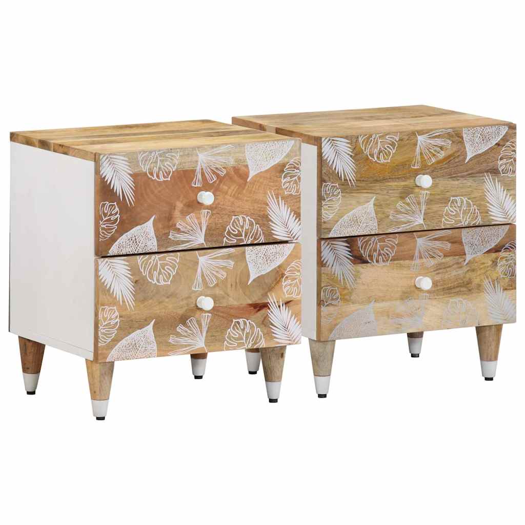 yöpöytäkaapit 2 kpl 40x33,5x46 cm massiivipuu mango