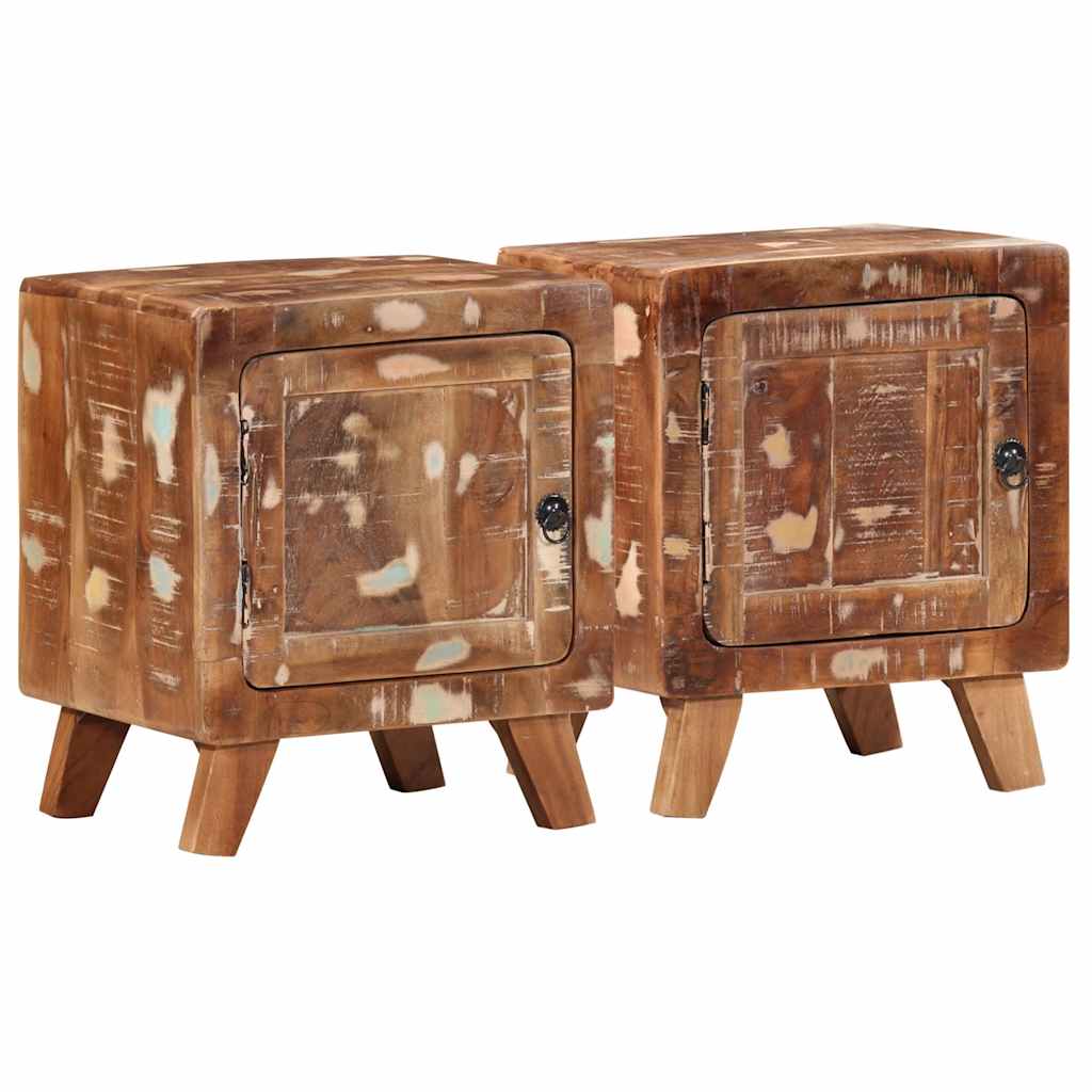 yöpöytäkaappi 2 kpl 40x32x46 cm massiivipuu kierrätetty