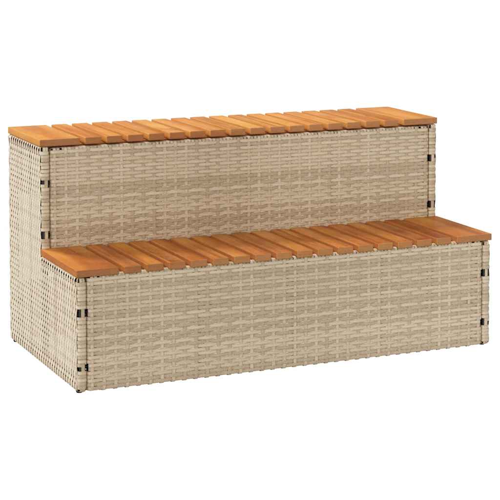 Hot Tub Step Beige 100x50x50,5 cm polyrottinki kiinteä akaasia