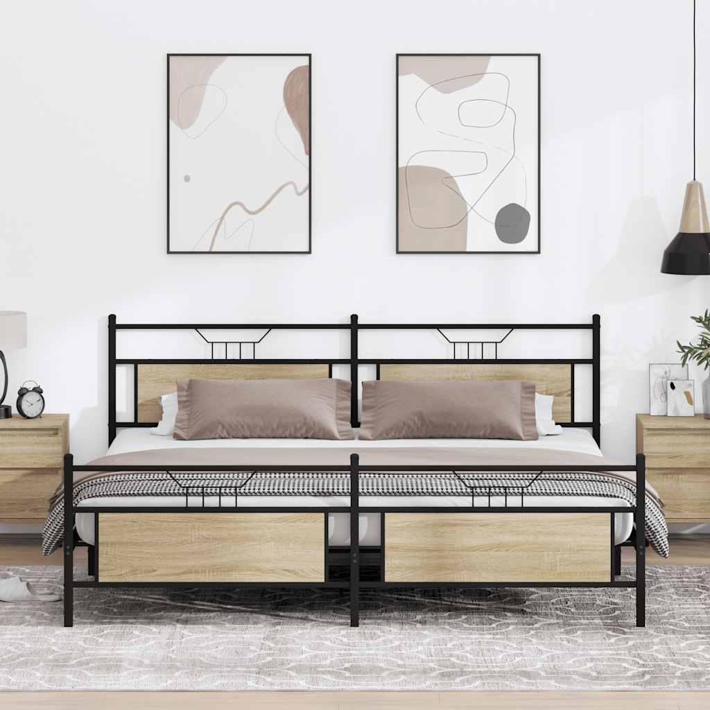 Sängynrunko ilman patjaa Sonoma-tammi 200x200 cm