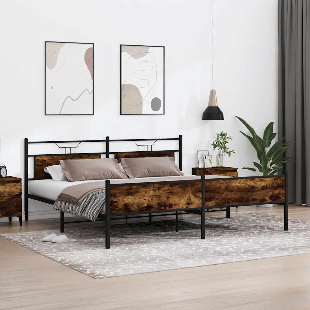 Metallinen sängynrunko ilman patjaa savutammi 200x200 cm