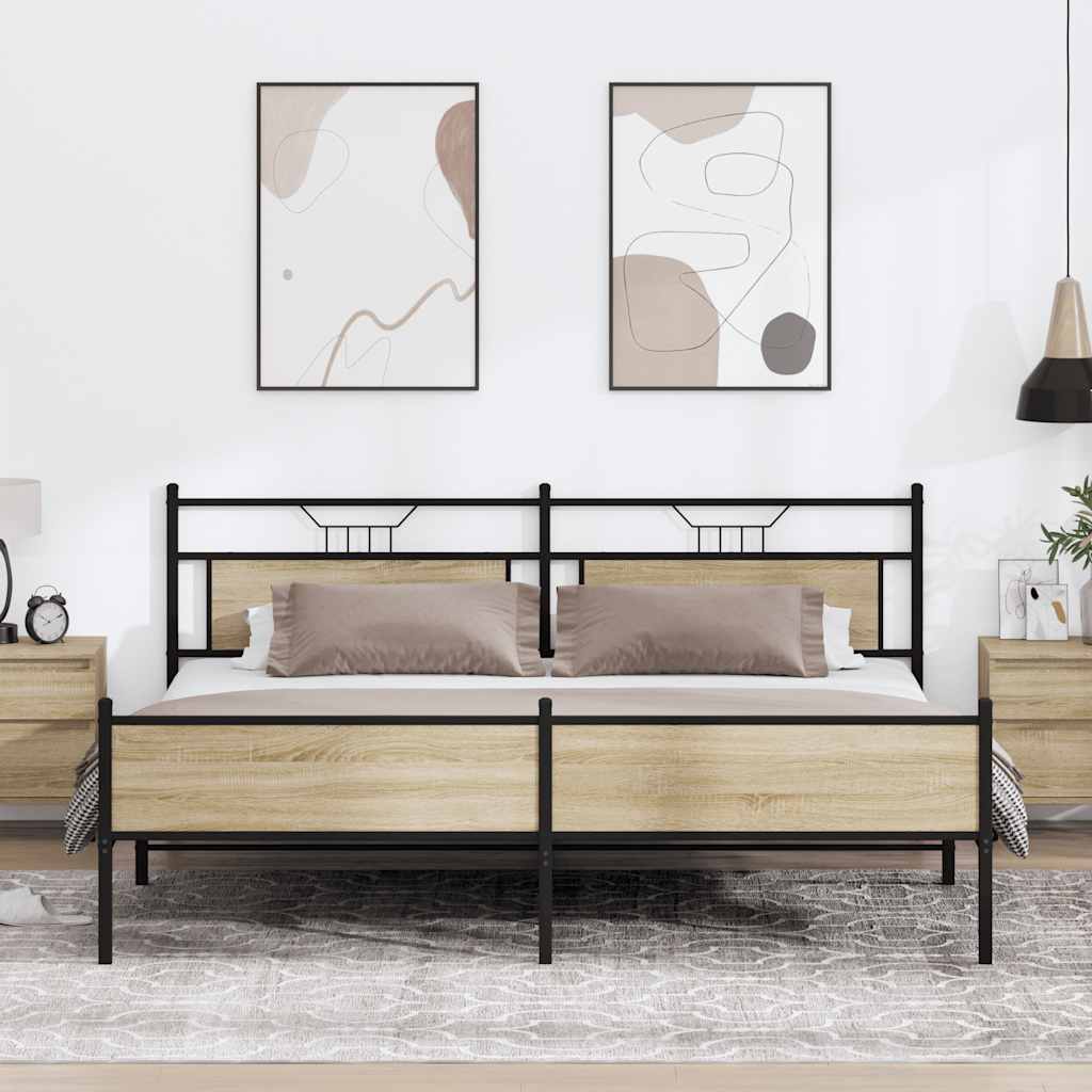 Sängynrunko ilman patjaa Sonoma-tammi 200x200 cm