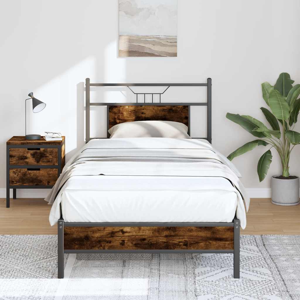 Sängynrunko ilman patjaa savutammi 75x190 cm tekninen puu