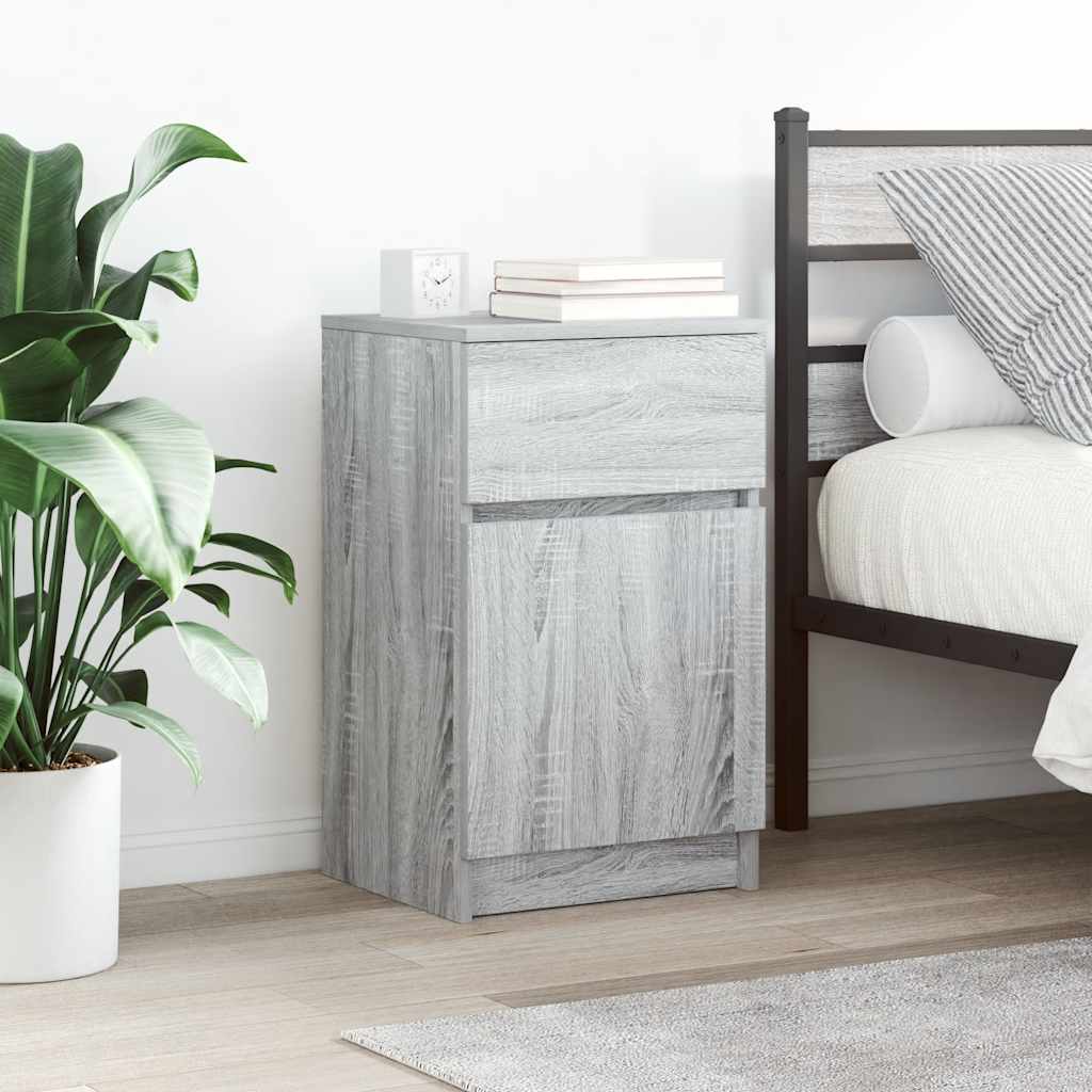 Yöpöydät 2 kpl harmaa Sonoma 39x35x65 cm tekninen puu