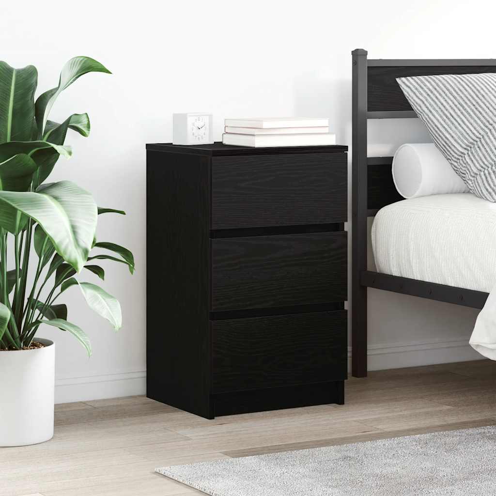 yöpöytäkaapit 3 laatikolla 2 kpl musta 39x35x65 cm