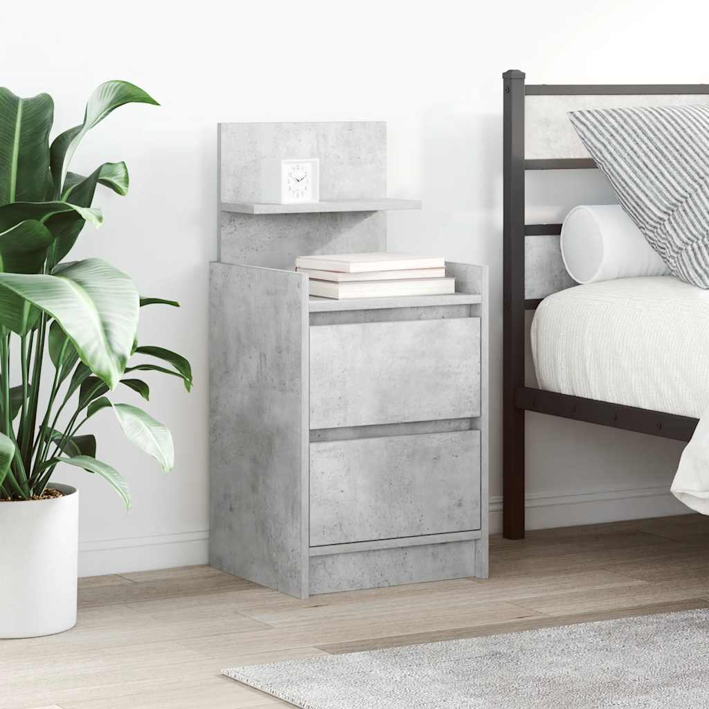 yöpöytäkaapit 2 laatikkoa 2 kpl betoninharmaa 38x34x80 cm