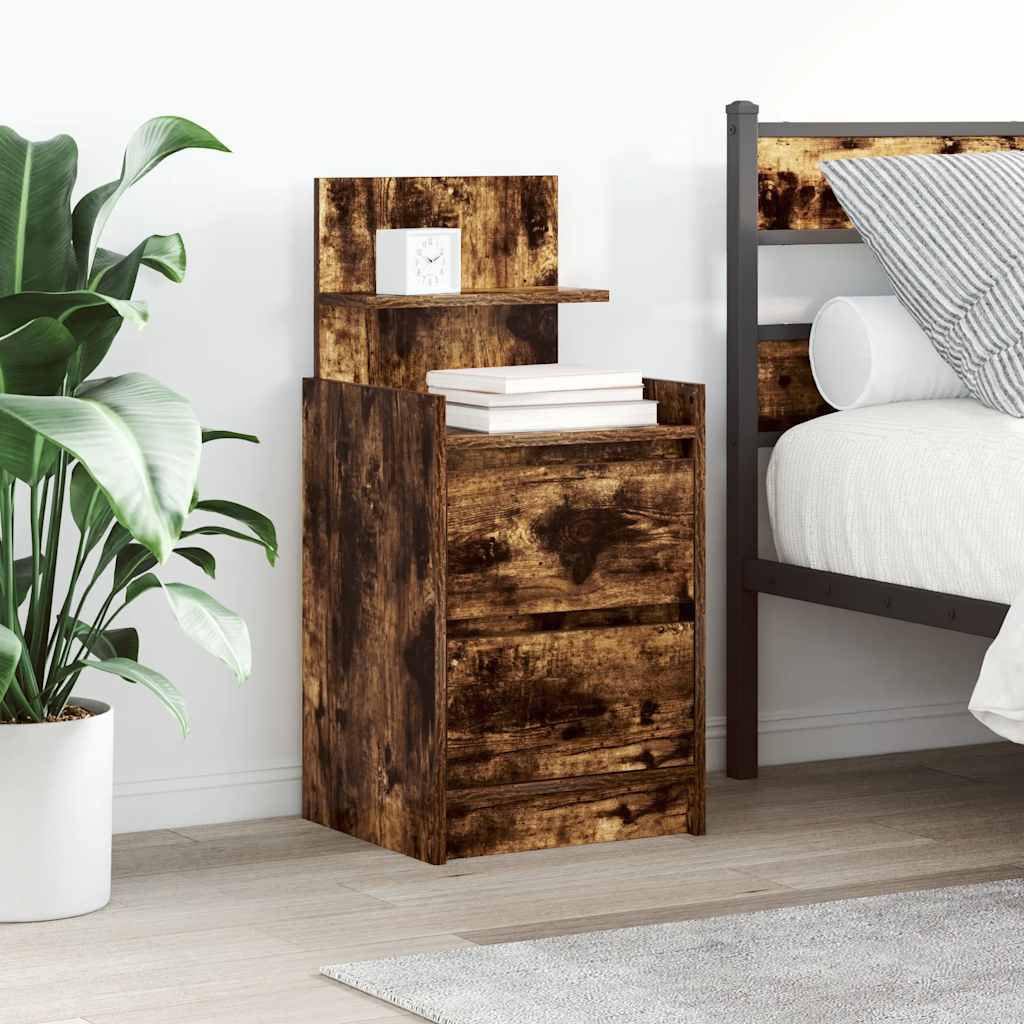 yöpöytäkaapit 2 laatikkoa 2 kpl savutammi 38x34x80 cm