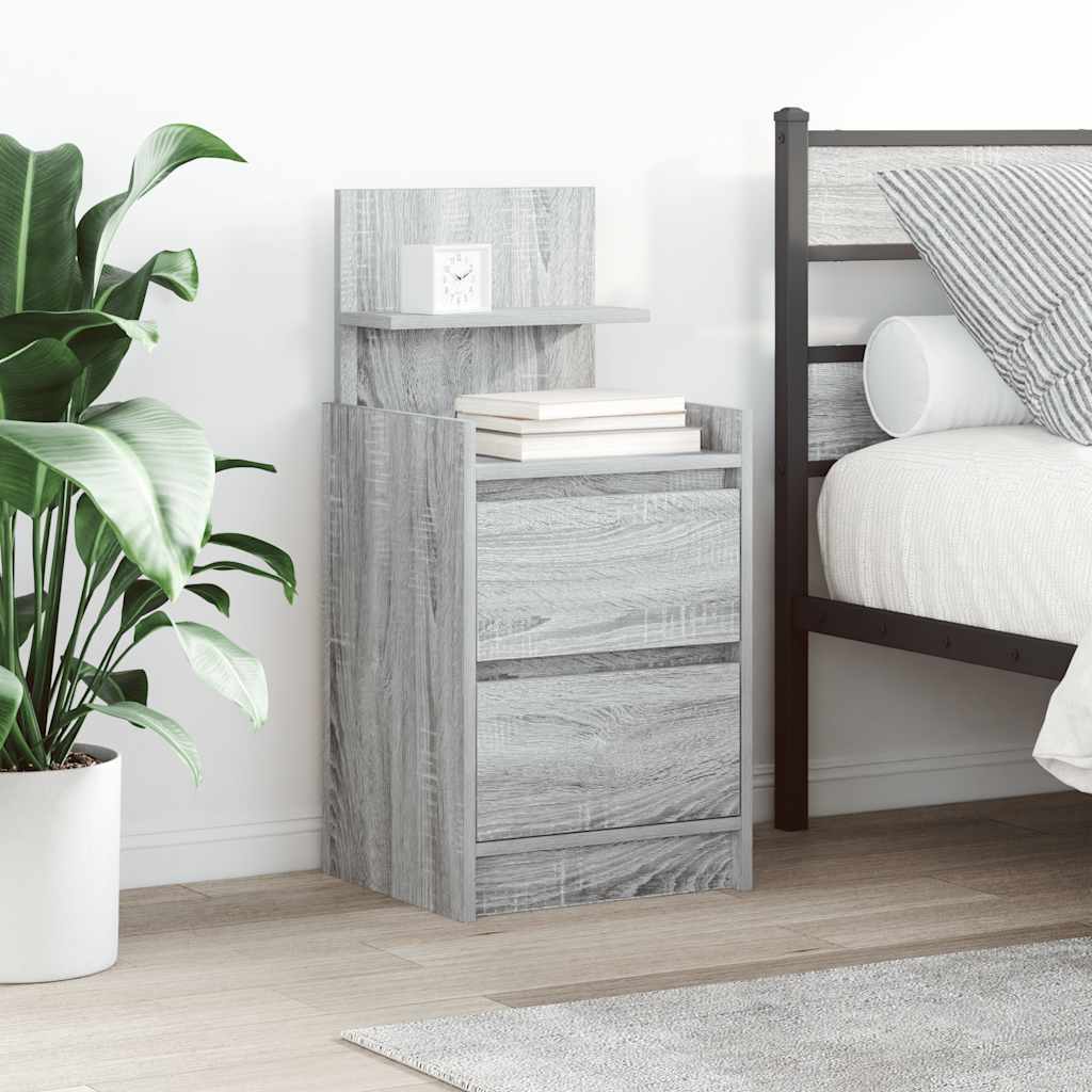 yöpöytäkaapit 2 laatikkoa 2 kpl harmaa sonoma 38x34x80 cm