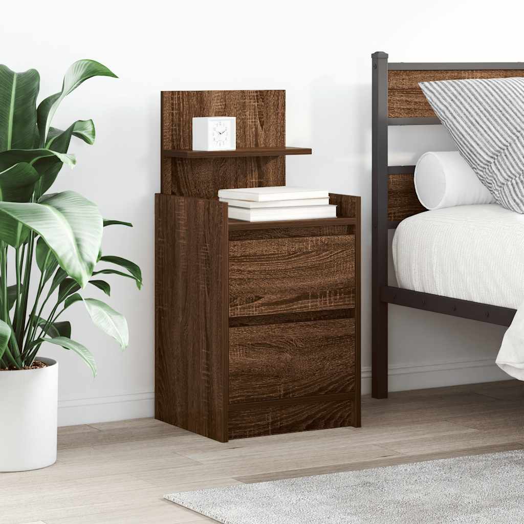 yöpöytäkaapit 2 laatikkoa 2 kpl ruskea tammi 38x34x80 cm
