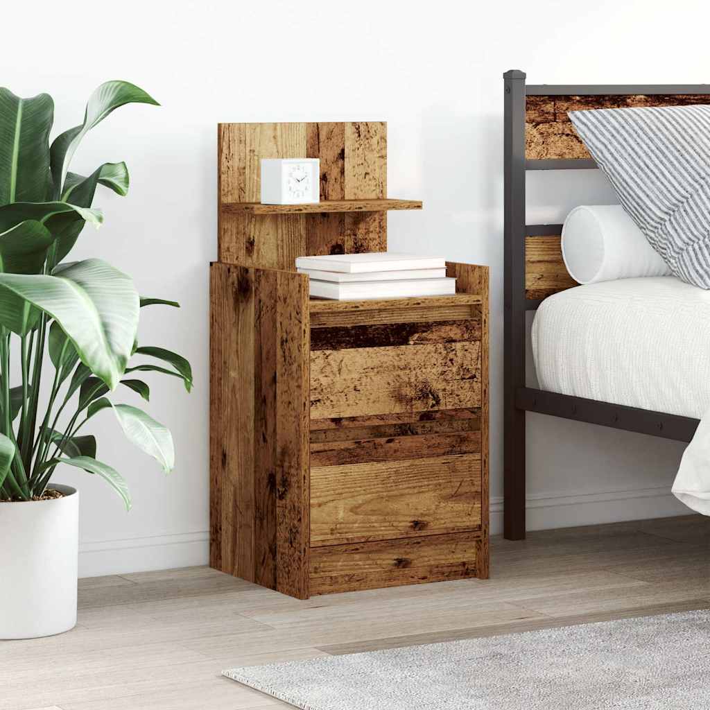 yöpöytäkaapit 2 laatikkoa 2 kpl vanha puu 38x34x80 cm