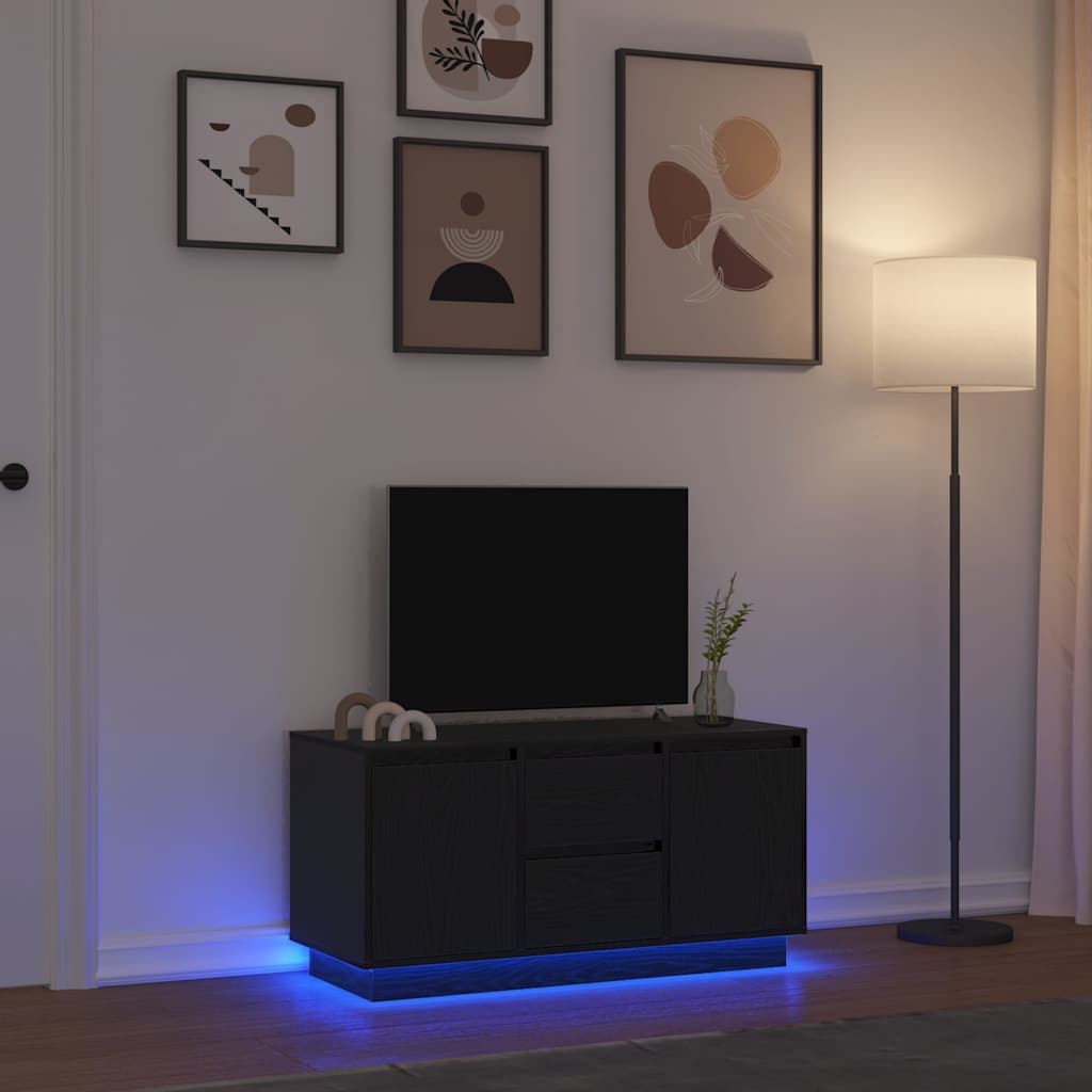 TV-kaappi LED-valoilla musta tammi 100x41x50 cm