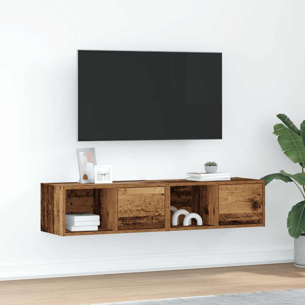 TV Kaapit 2 kpl vanha puu 60x31x25,5 cm suunniteltu puu