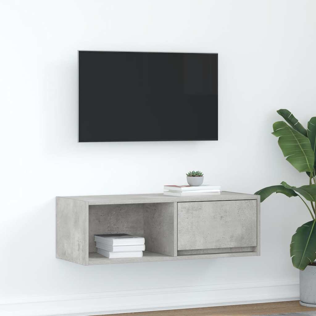 TV-taso betoninharmaa 80x31x25,5 cm tekninen puu