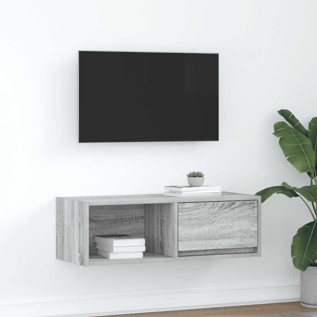 TV-taso harmaa Sonoma 80x31x25,5 cm tekninen puu