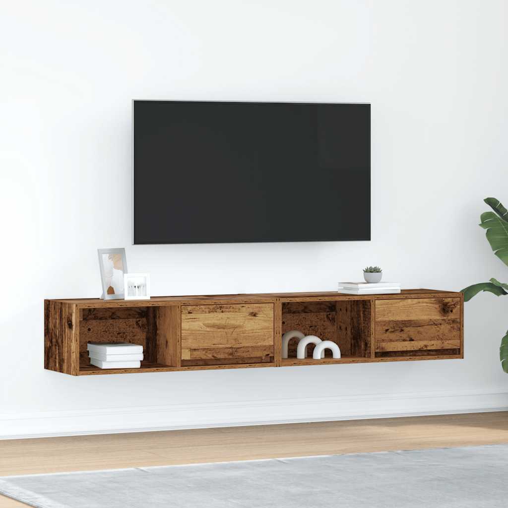 TV Kaapit 2 kpl vanha puu 80x31x25,5 cm suunniteltu puu