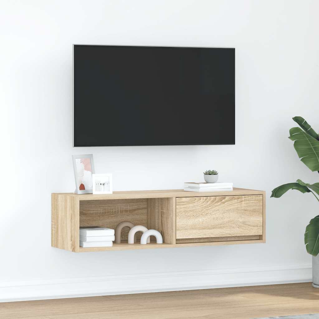 TV-taso Sonoma-tammi 100x31x25,5 cm tekninen puu