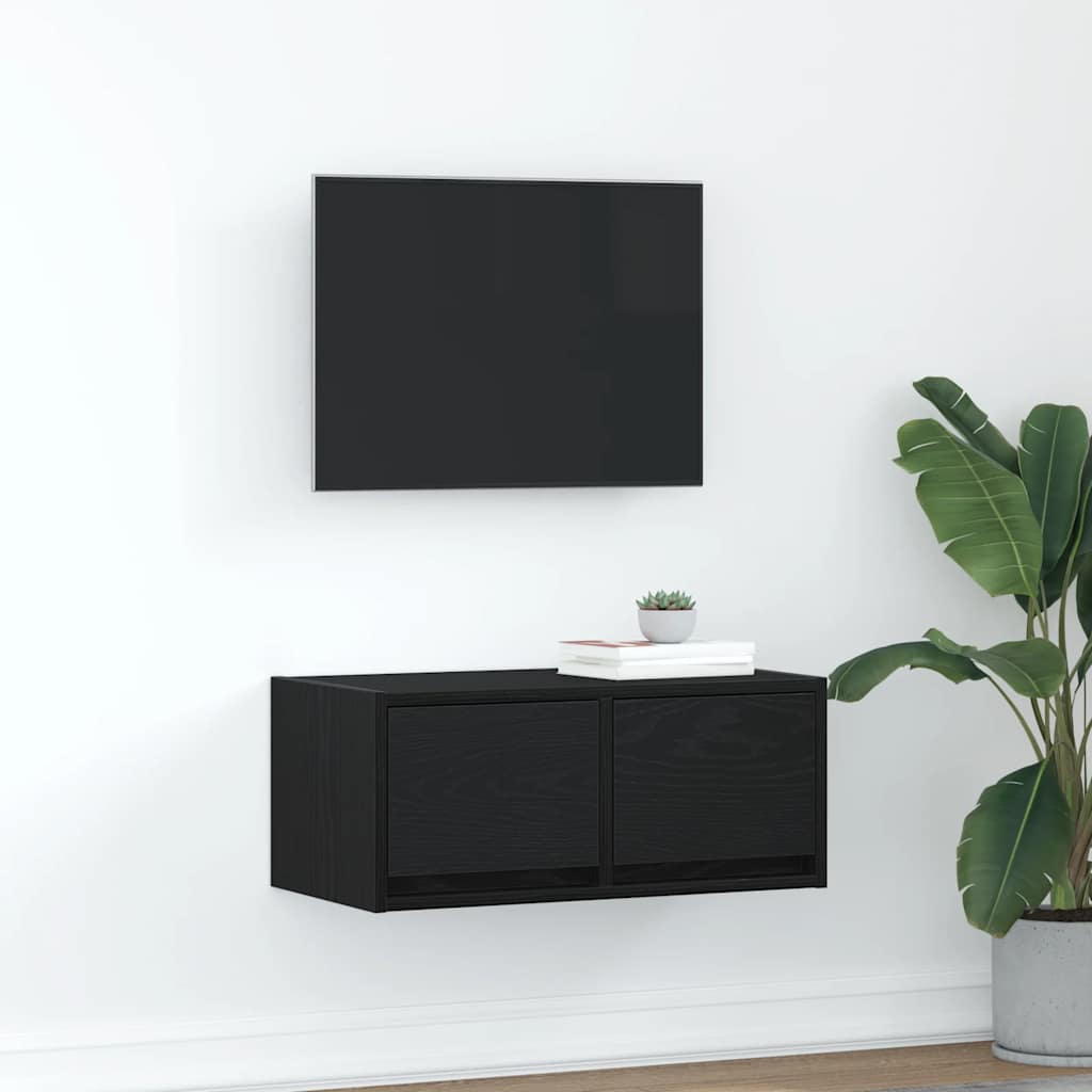 TV-taso musta tammi 60x31x25,5 cm tekninen puu