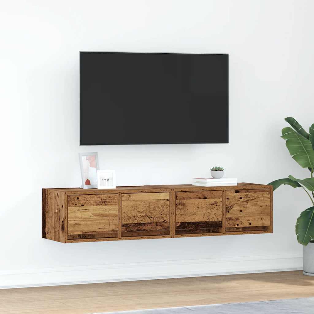 TV Kaapit 2 kpl vanha puu 60x31x25,5 cm suunniteltu puu