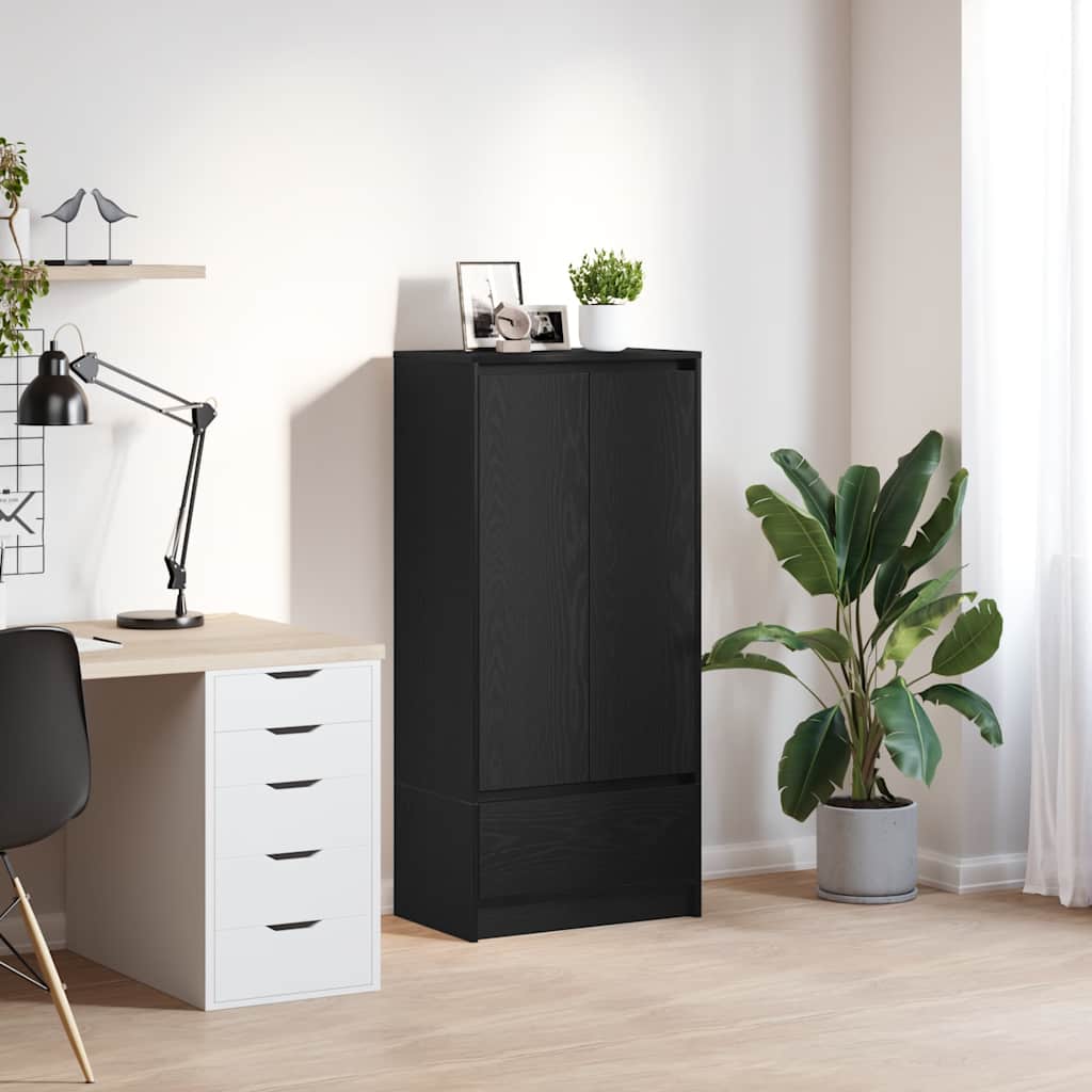 Kaappi laatikolla musta tammi 55,5x34x119,5 cm tekninen puu