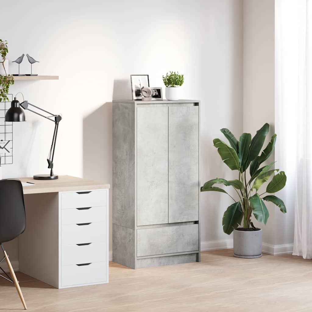 Kaappi laatikolla betoninharmaa 55,5x34x119,5 cm tekninen puu