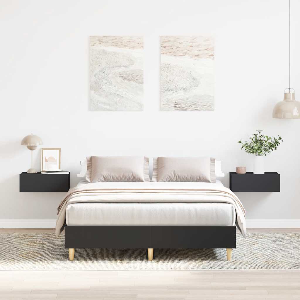 Sängynrunko Ei Patjaa Musta 120x200 cm Engineered Wood