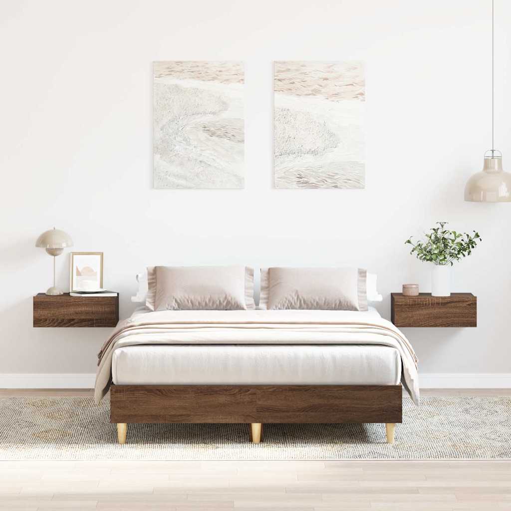 Sängynrunko Ei Patjaa Ruskea Tammi 120x200 cm Engineered Wood