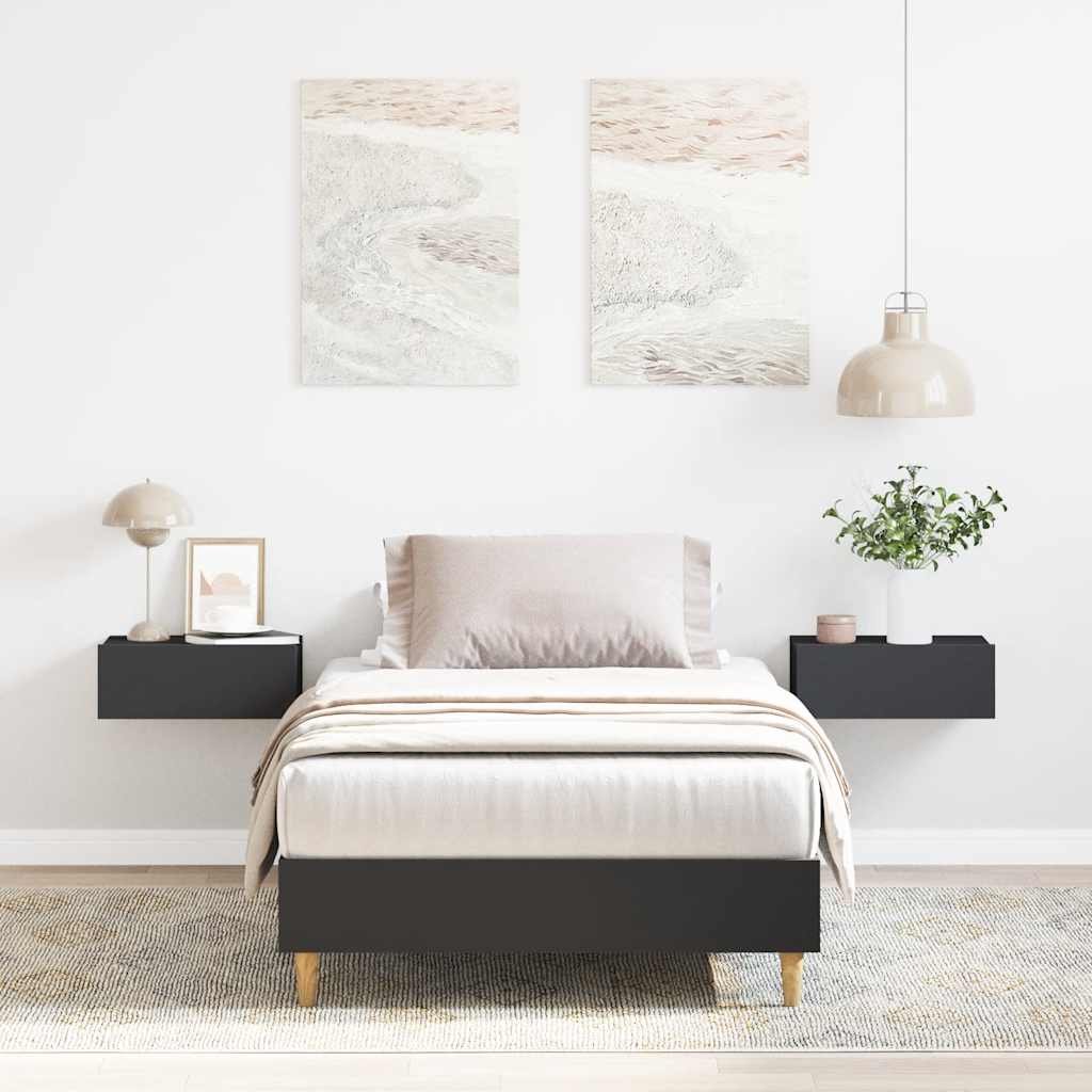 Sängynrunko Ei Patjaa Musta 100x200 cm Engineered Wood