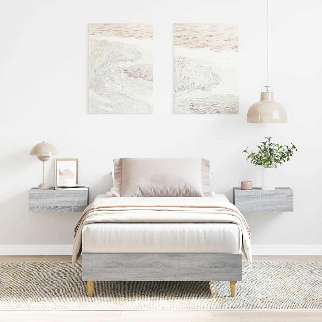 Sängynrunko Ei Patjaa Harmaa Sonoma 100x200 cm Suunniteltu puu