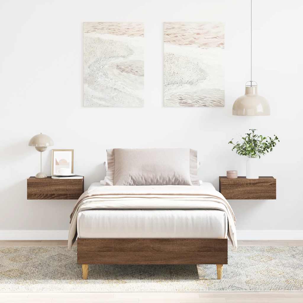 Sängynrunko Ei Patjaa Ruskea Tammi 100x200 cm Engineered Wood