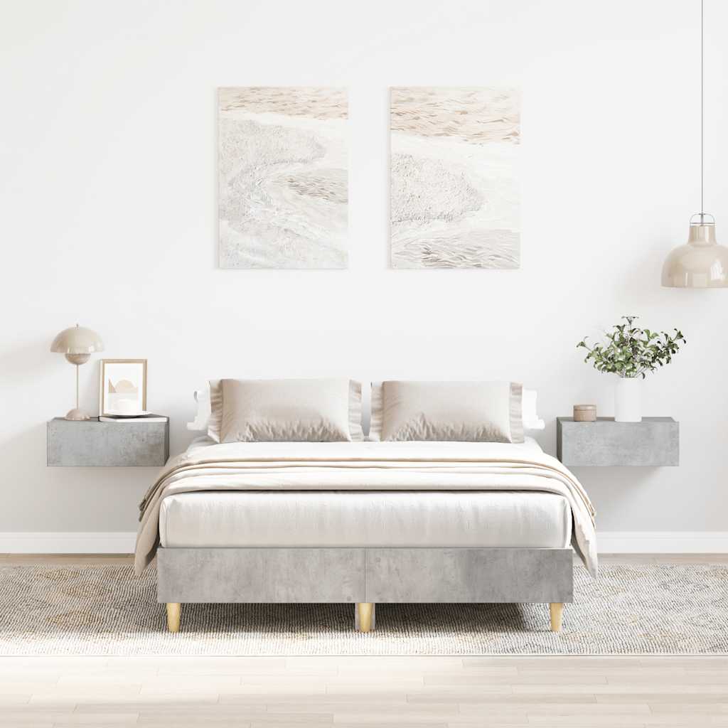 Sängynrunko ilman patjaa betoninharmaa 140x190 cm tekninen puu