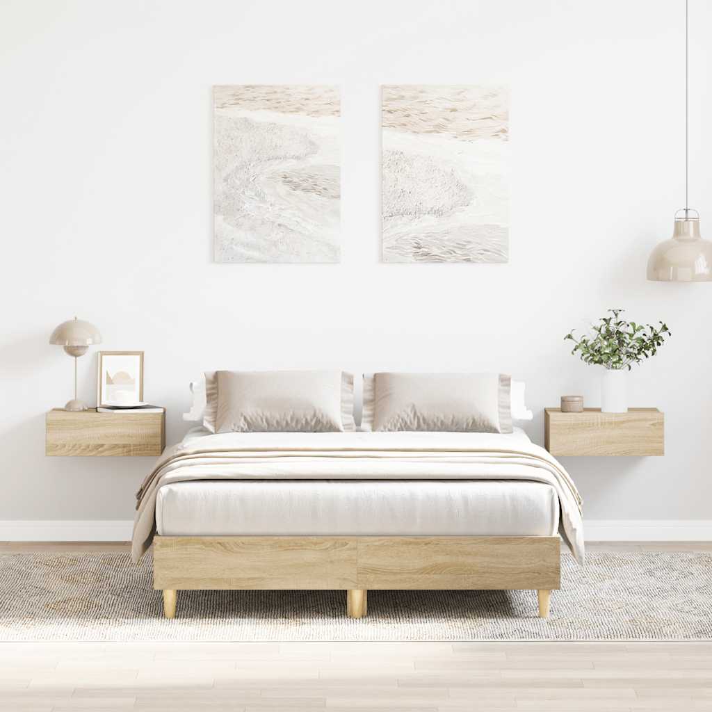 Sängynrunko ilman patjaa sonoma-tammi 135x190 cm tekninen puu