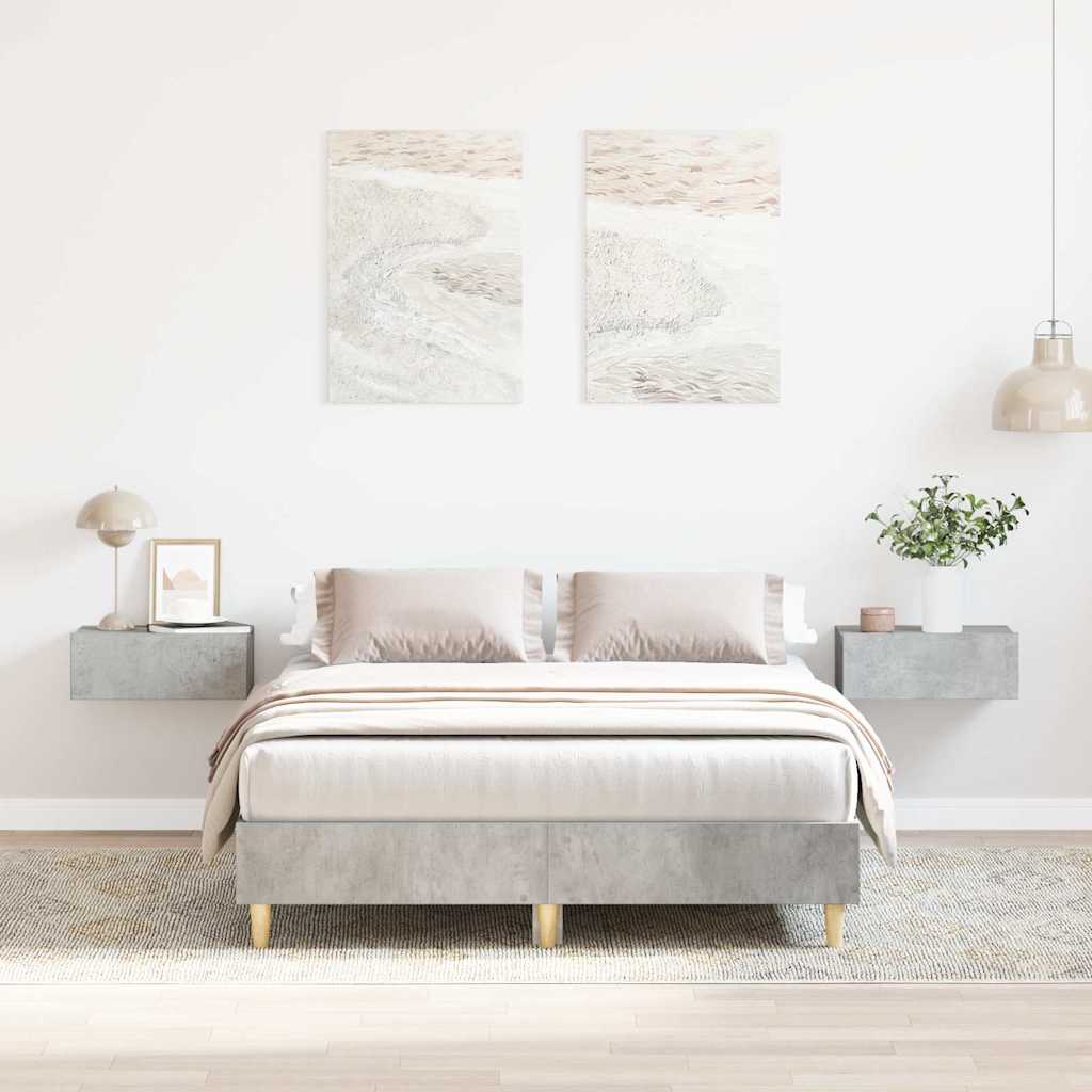 Sängynrunko ilman patjaa betoninharmaa 135x190 cm tekninen puu