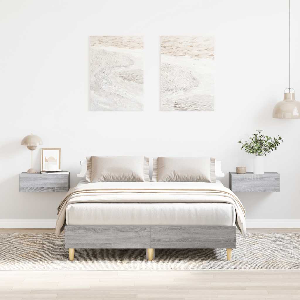 Sängynrunko ilman patjaa harmaa sonoma 135x190 cm tekninen puu