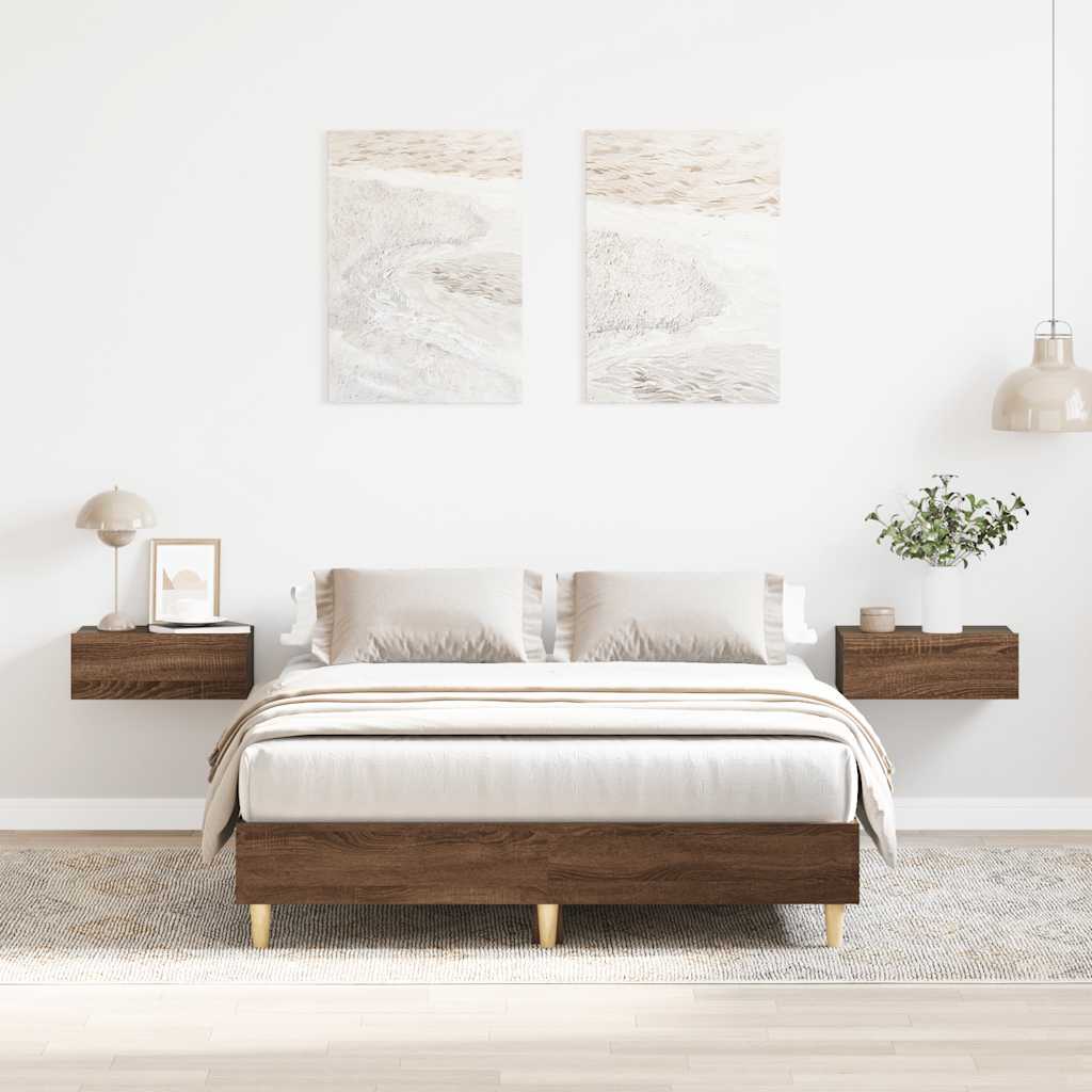 Sängynrunko ilman patjaa ruskea tammi 135x190 cm tekninen puu