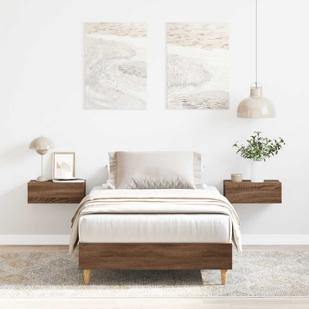 Sängynrunko Ei Patjaa Ruskea Tammi 75x190 cm Engineered Wood