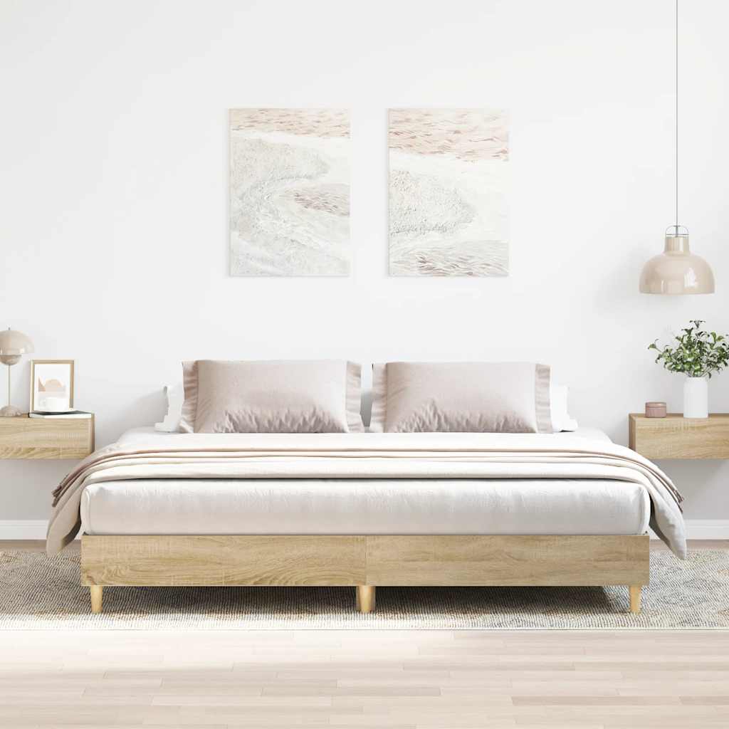 Sängynrunko ilman patjaa sonoma-tammi 200x200 cm tekninen puu