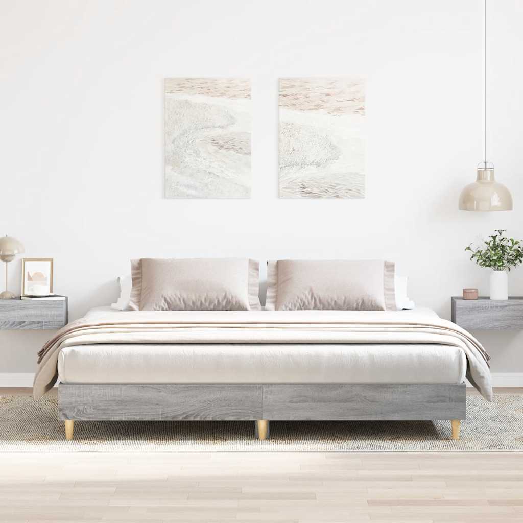 Sängynrunko ilman patjaa harmaa Sonoma 200x200 cm tekninen puu