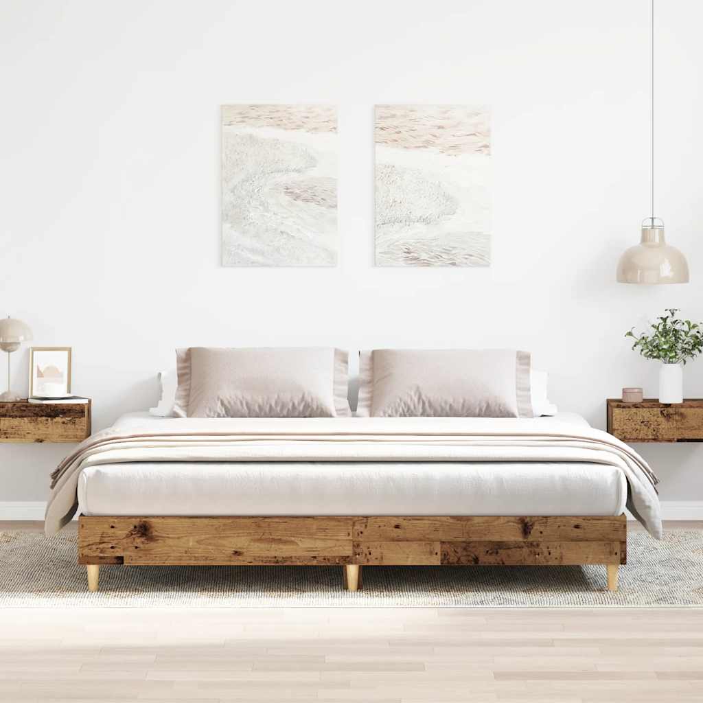Sängynrunko ilman patjaa vanha puu 200x200 cm tekninen puu