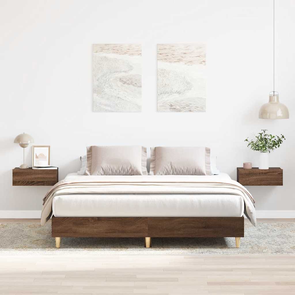 Sängynrunko ilman patjaa ruskea tammi 150x200 cm tekninen puu