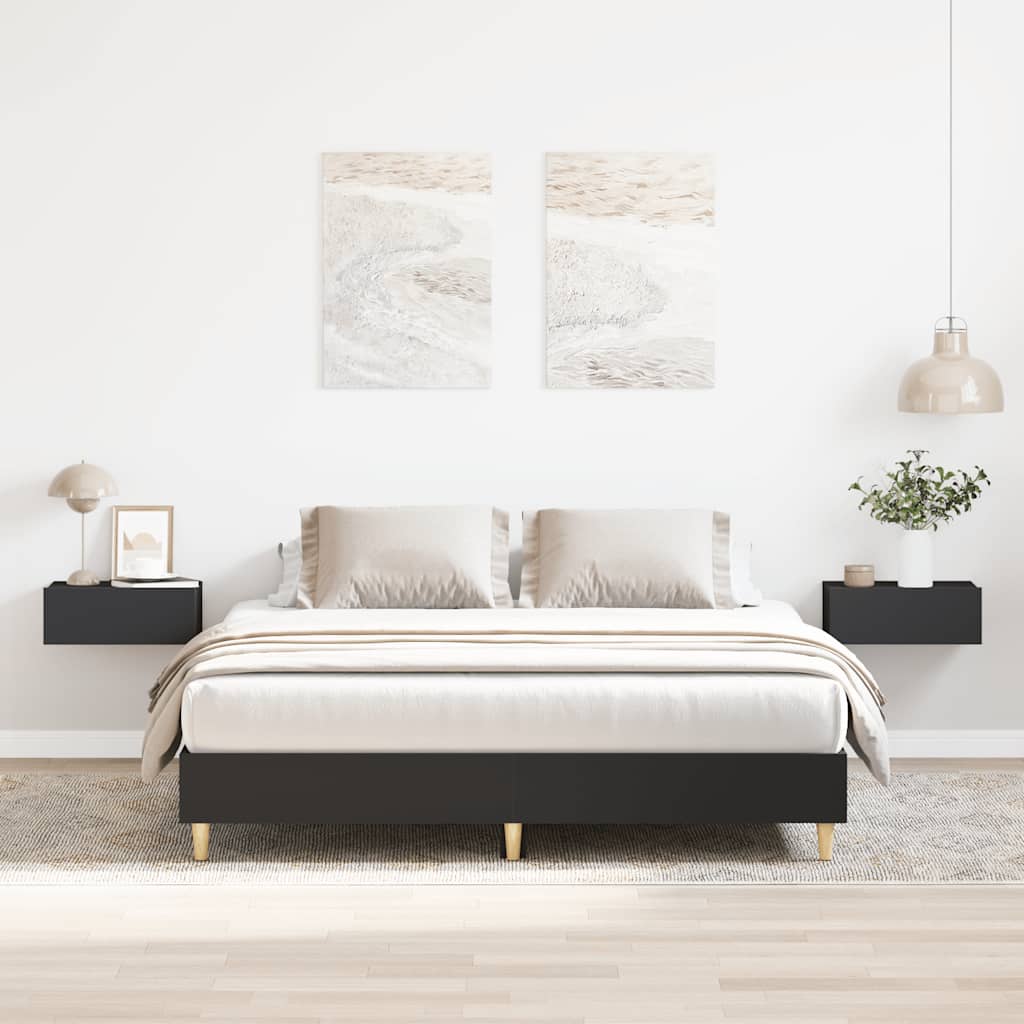 Sängynrunko ilman patjaa musta 140x200 cm tekninen puu